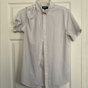 Express Men's Black and White Polka Dot Shirt